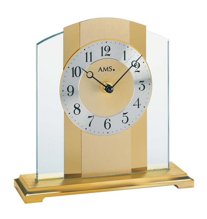 AMS Tischuhr 20x20x6 cm Metall • Geräuschloses Quarzwerk • Modernes Design