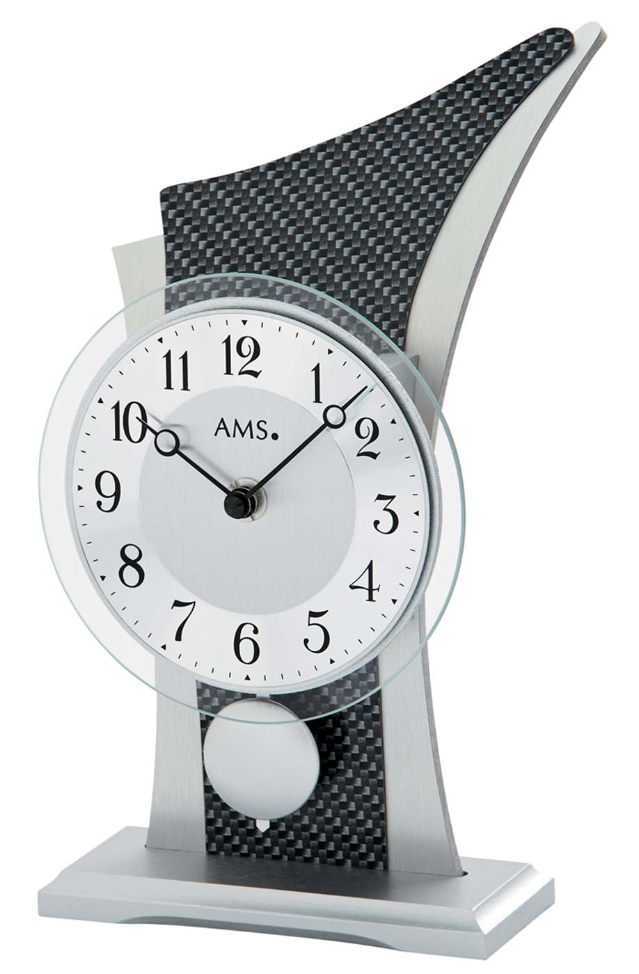 AMS Tischuhr 26x14x12 cm Holz • Präzises Quarz-Pendelwerk • Modernes Design