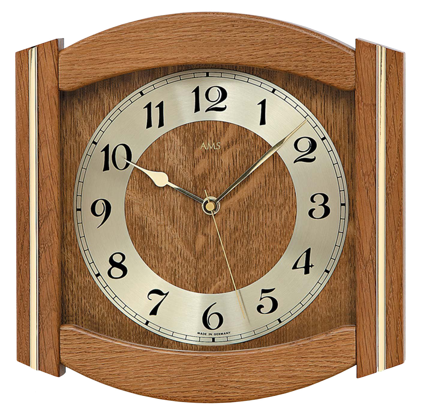 AMS Wanduhr 27x27x5 cm Holz • Funkwerk • Zeitloses Design