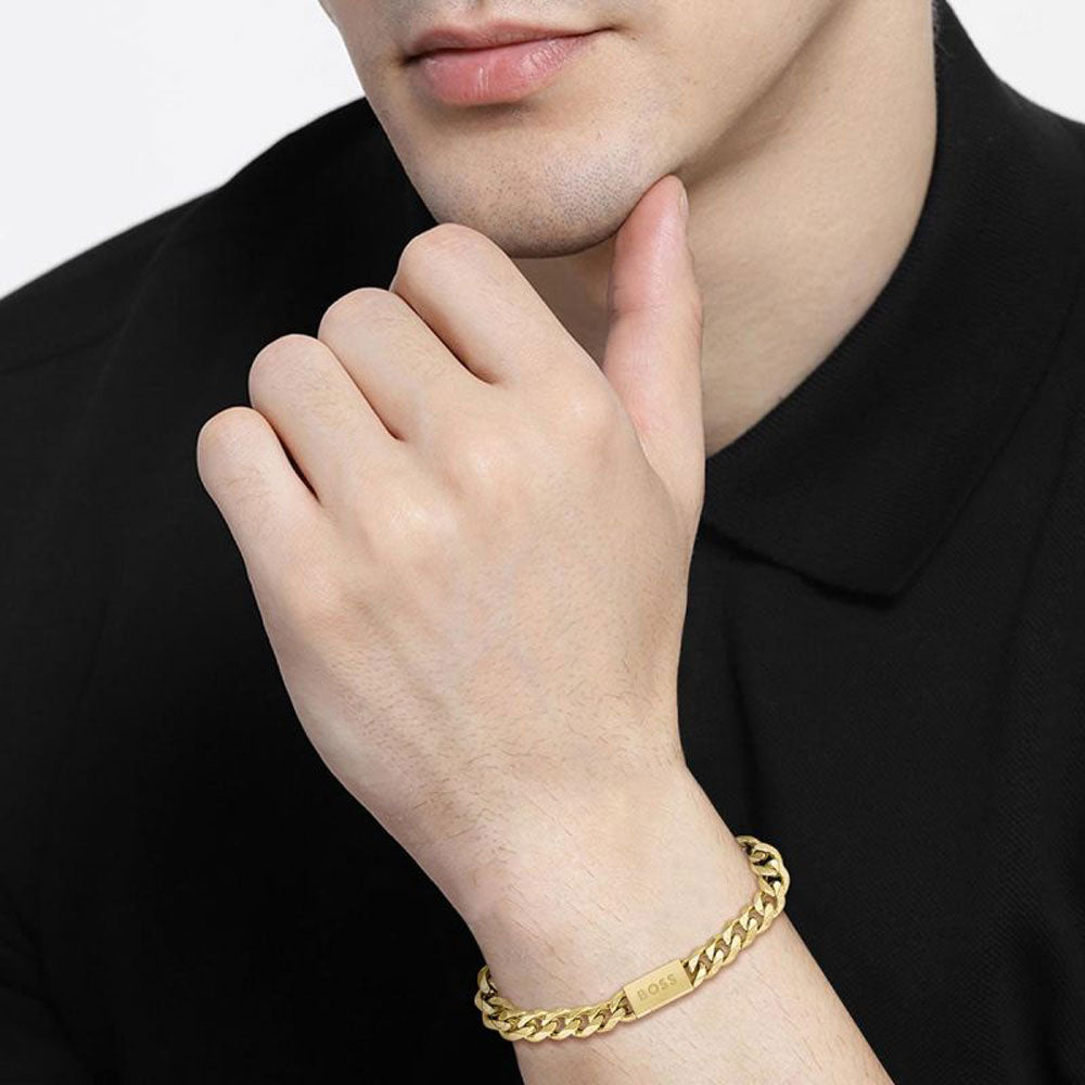 Boss Jewelry 1580403M - Panzerarmband CHAIN FOR HIM Gelbgold