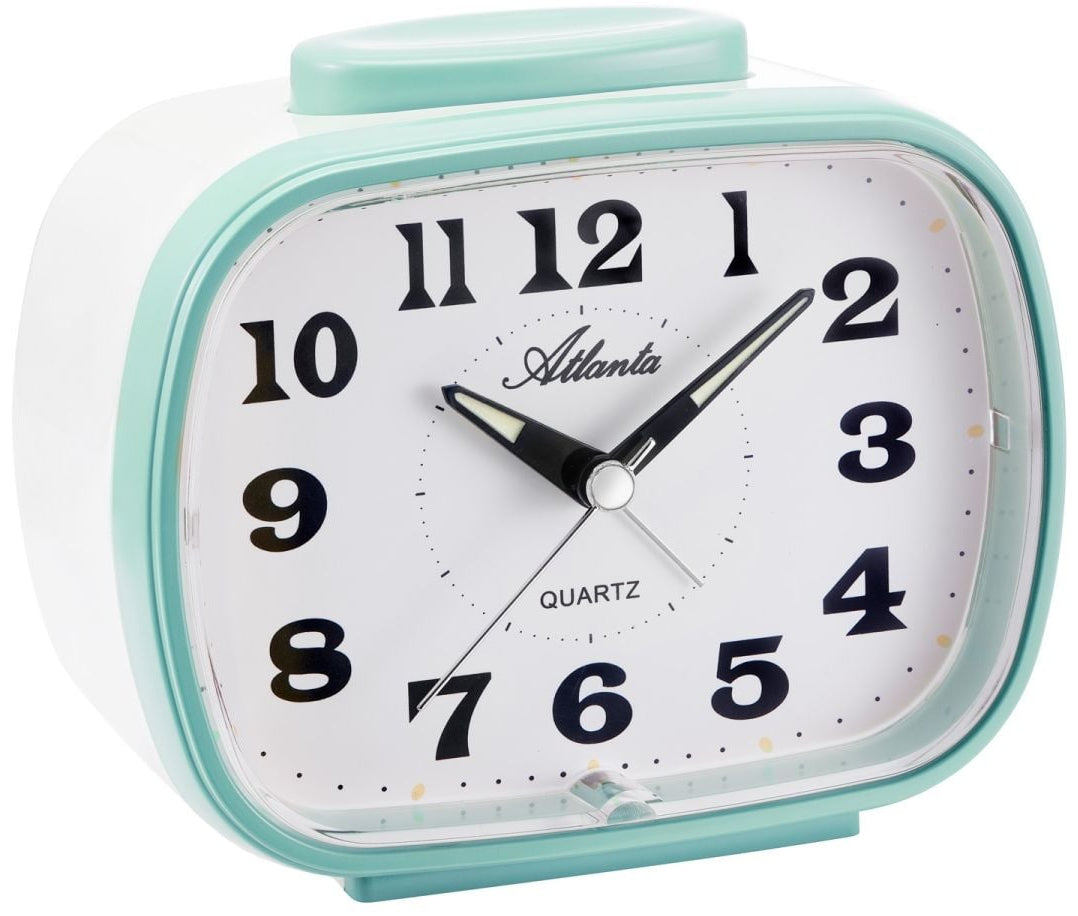 Atlanta Quarzwecker Analog 11.5x9cm Kunststoff • Glockensignal • Crescendo-Alarm