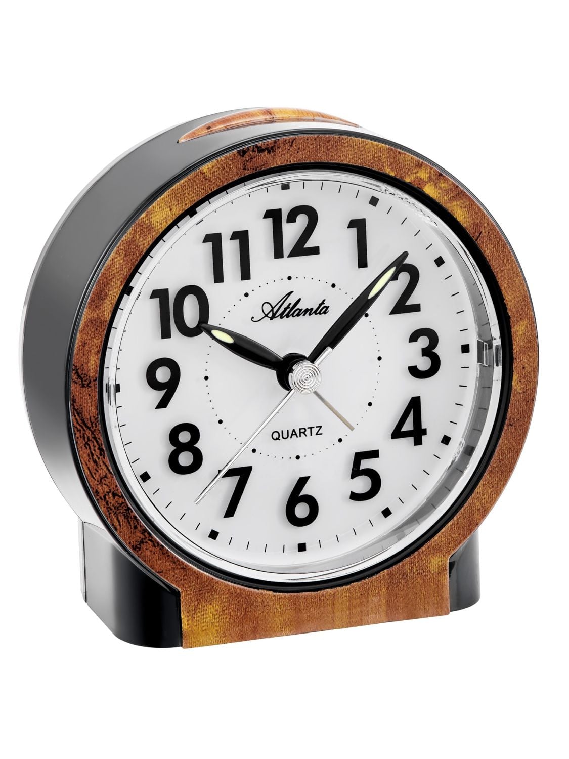 Atlanta Geräuschloser Quarz-Tischwecker mit Snooze, Leuchtzeiger, Hellgrau/Silberfarben - Atlanta Modell: 2173/X