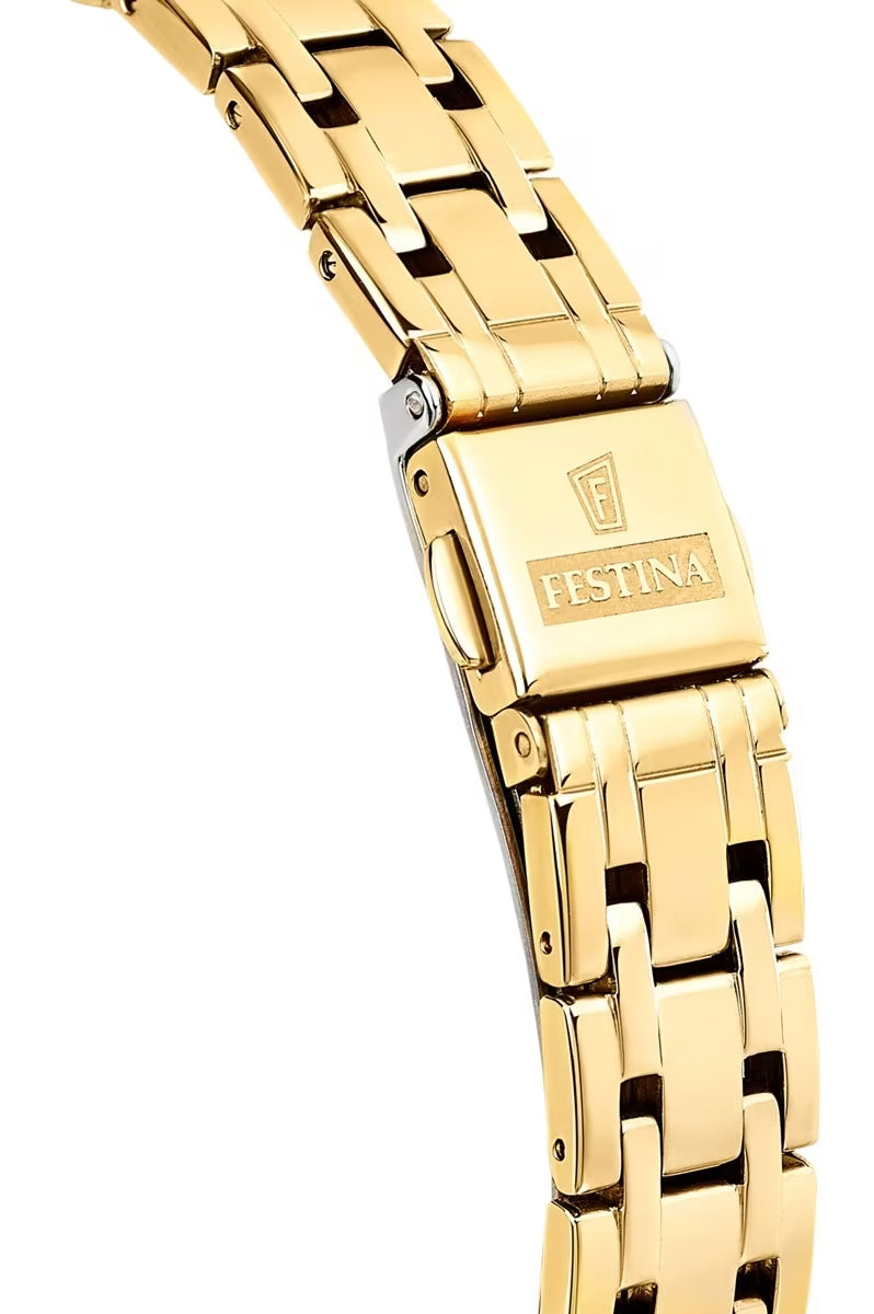 Festina Mademoiselle F20601/A Damenuhr • Japanisches Quarzwerk • Goldfarbenes Edelstahlband
