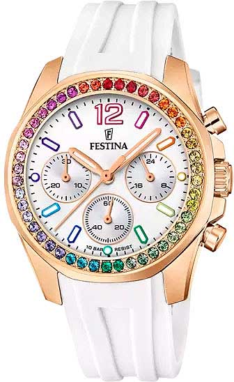 Festina Rainbow F20611/2 Ladies' Watch • Chronograph • Rubber Strap