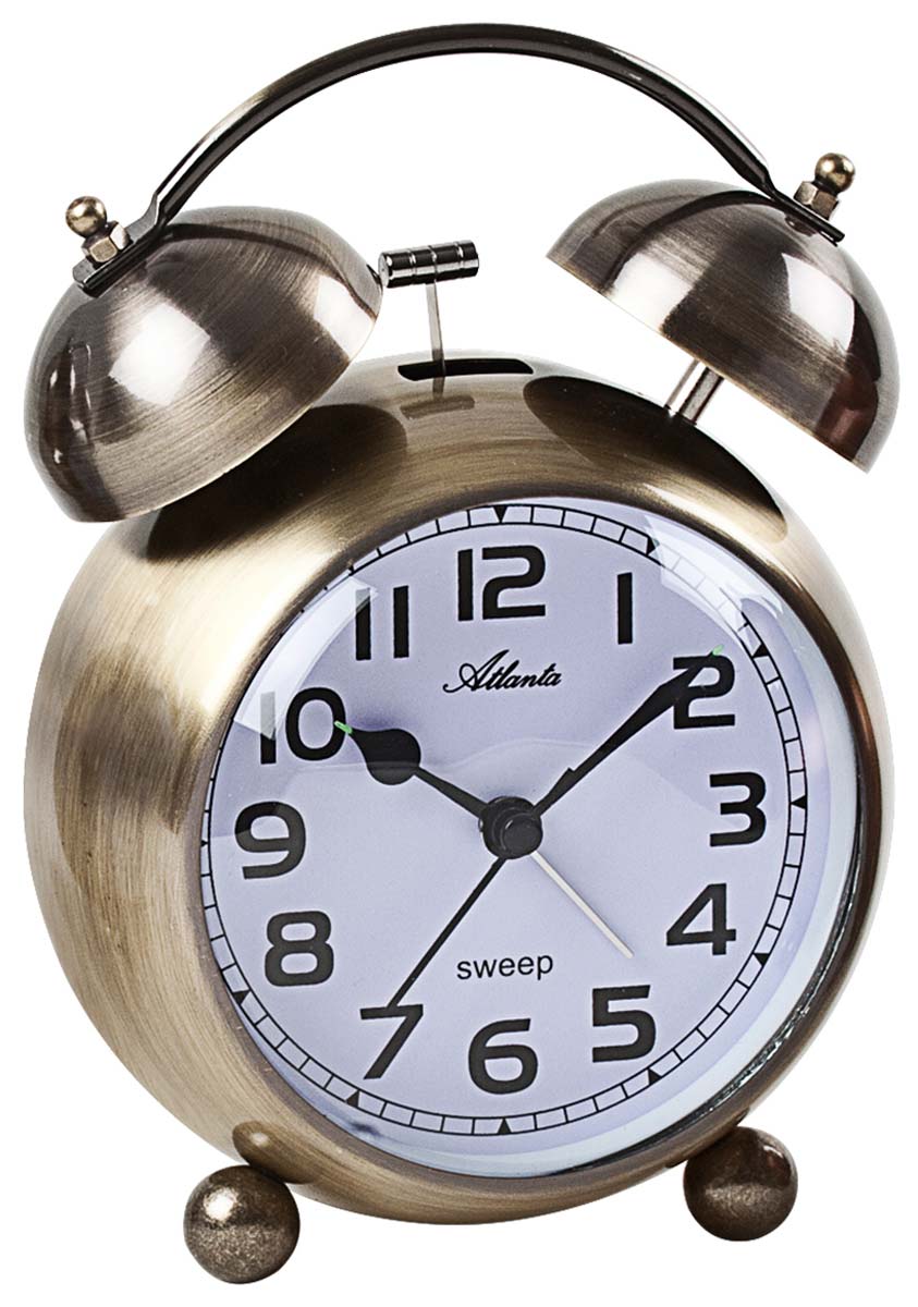 Atlanta Retro Alarm Clock 8.5x15x11cm Metal • Silent Quartz Movement • Bell Alarm
