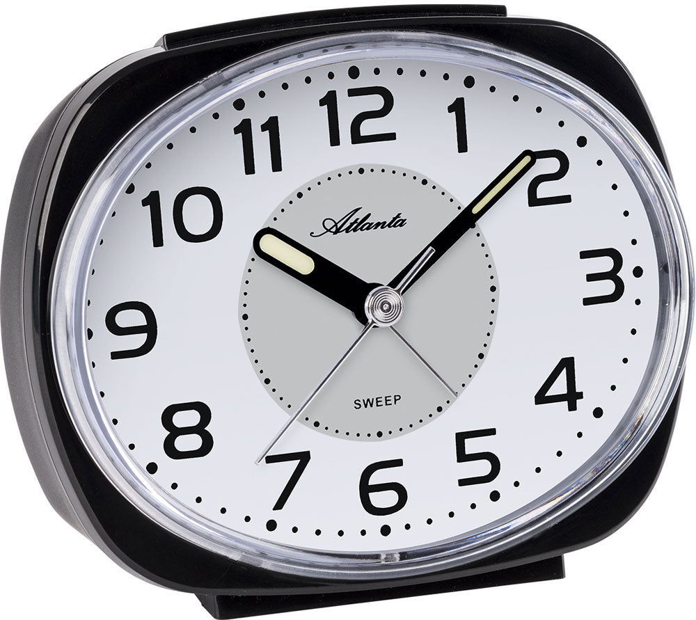 Atlanta Modern Alarm Clock 11x10x4.5cm Plastic • Silent Quartz Movement • Flashing Alarm