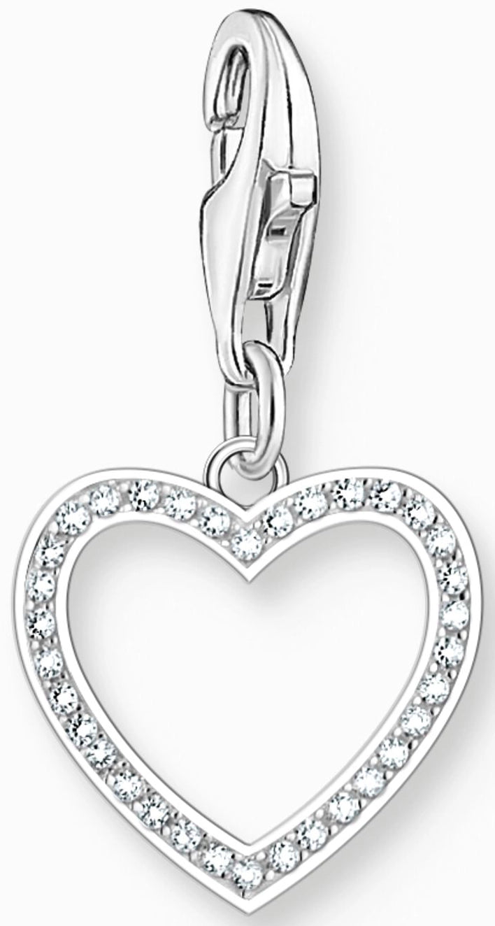 Thomas Sabo Charm Anhänger Modell: 2203-051-14 Herz mit Verzierung aus weißen Zirkoniasteinen- 925 Sterlingsilber