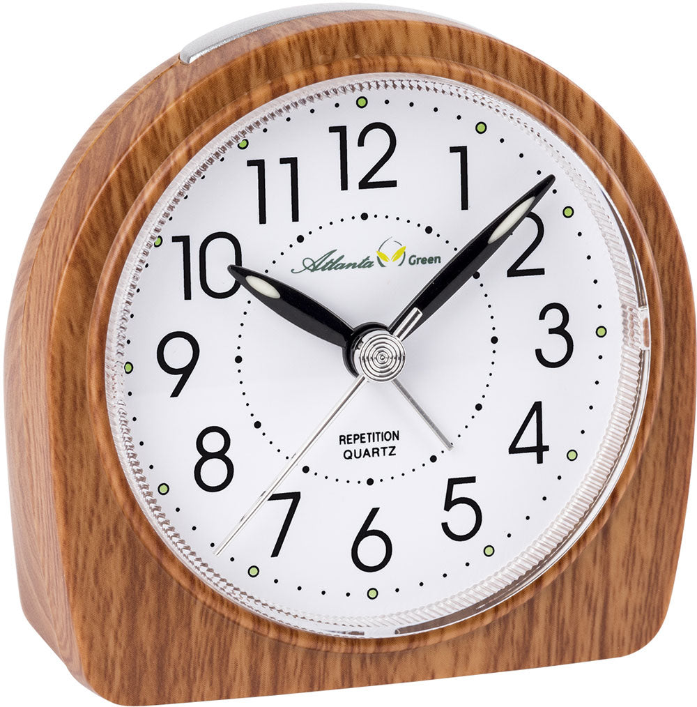 Atlanta Umweltfreundlicher Wecker • Holz-Optik • Ohne Ticken