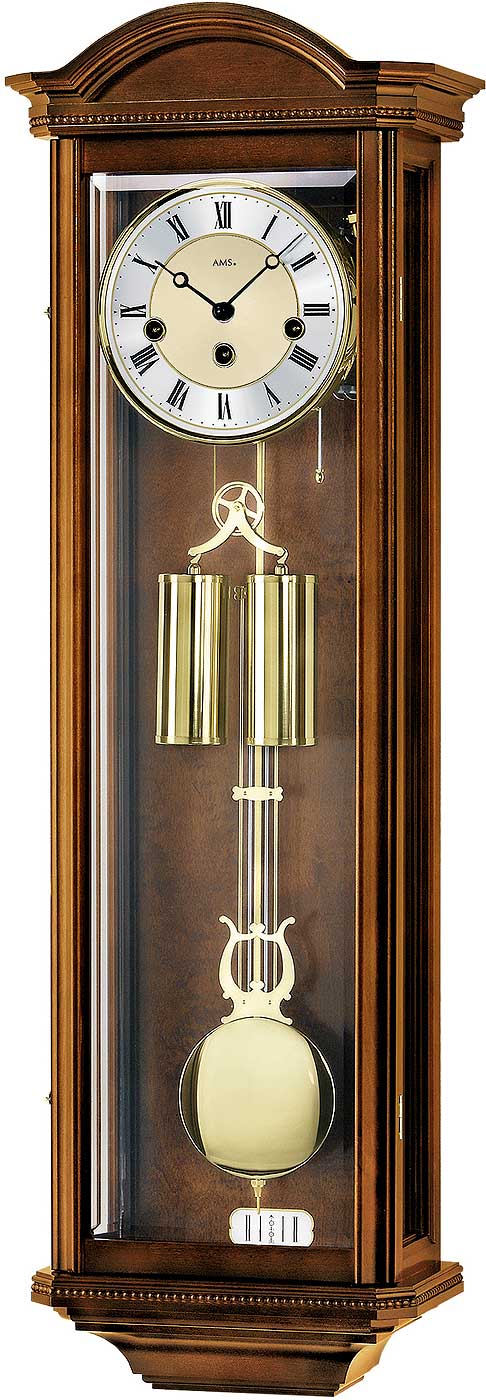 AMS Wanduhr 97x32x17 cm Holz • Mechanisches 8-Tage-Uhrwerk • Westminster Melodie