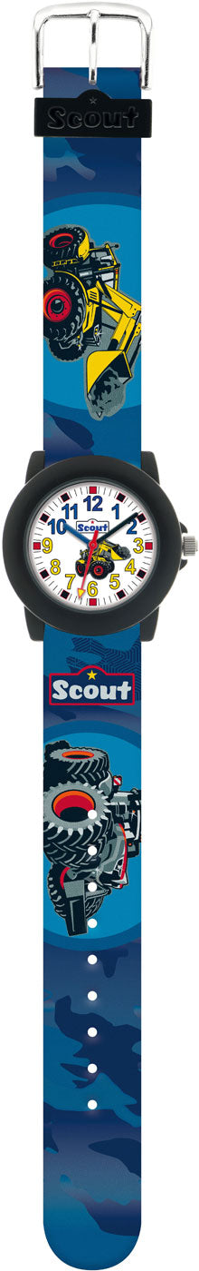 Scout Action Boys 305038 Jungen Uhr • Bagger-Design • Waschbares Textilband
