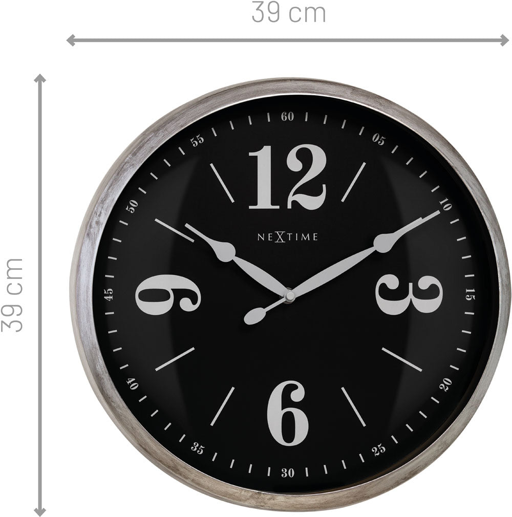 Nextime Wanduhr 39x39x8,3 cm Metall • Lautloses Quarzwerk • Zeitloses Design