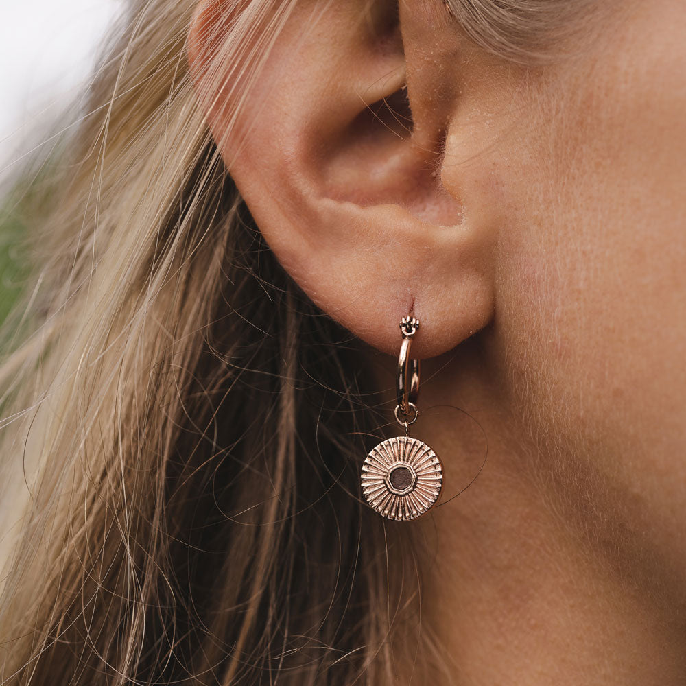 Stencil Ohrhänger mit rundem Anhänger - Holzkern Modell: Jewelry