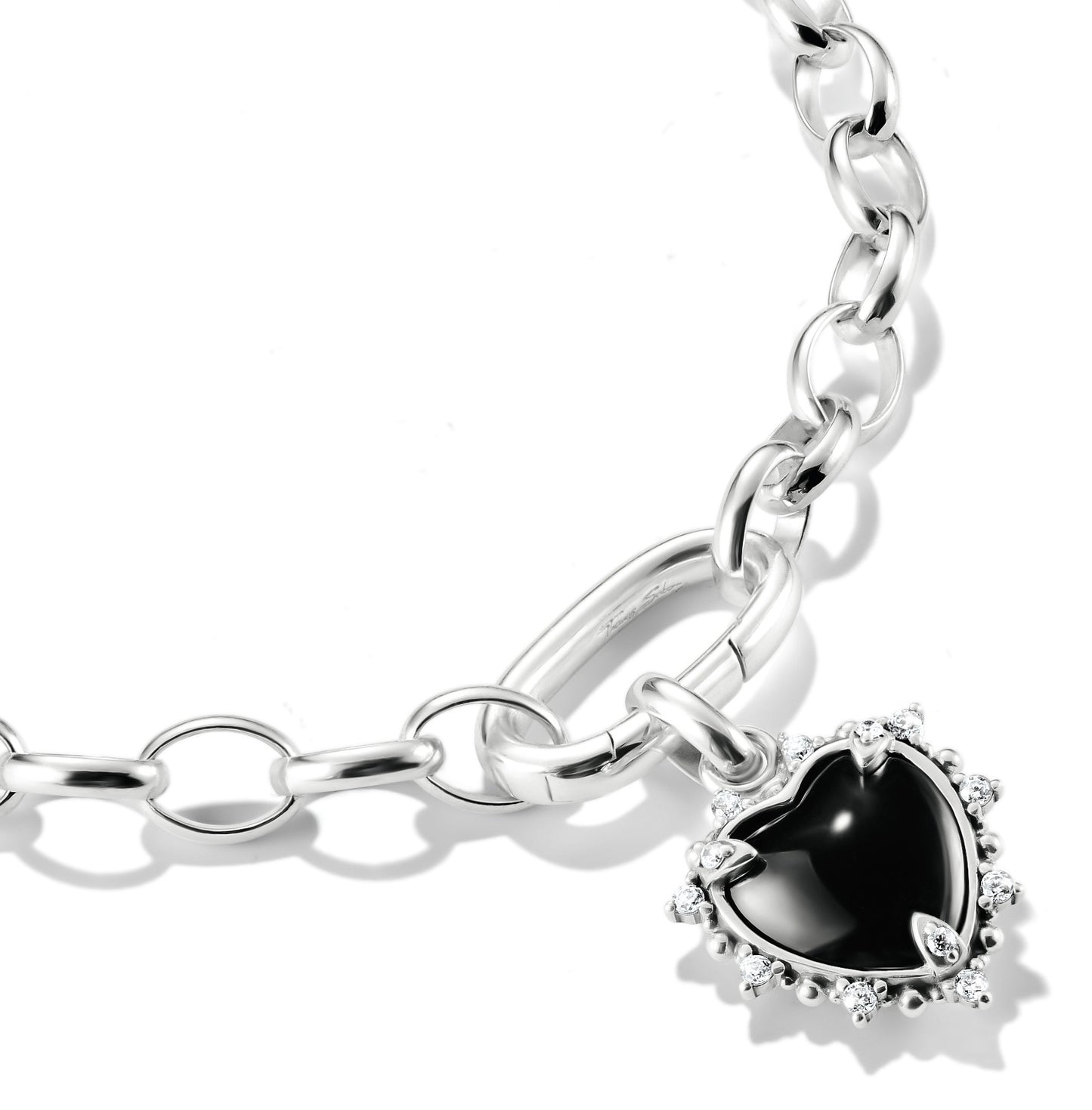 Thomas Sabo Charm-Anhänger Vintage-Herz schwarz Connect Silber