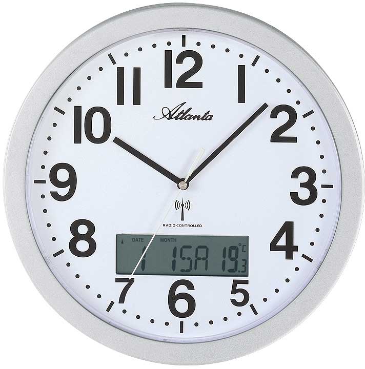 Atlanta Wall Clock 30 cm Ø Plastic • Radio-controlled • Silent