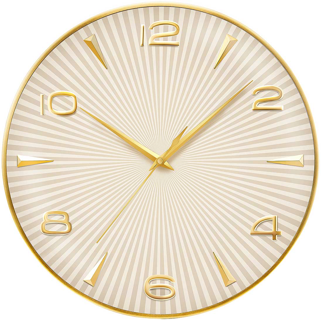 Atlanta Wanduhr 40 cm Ø Kunststoff • Präzises Funkuhrwerk • Elegantes Design in Gold