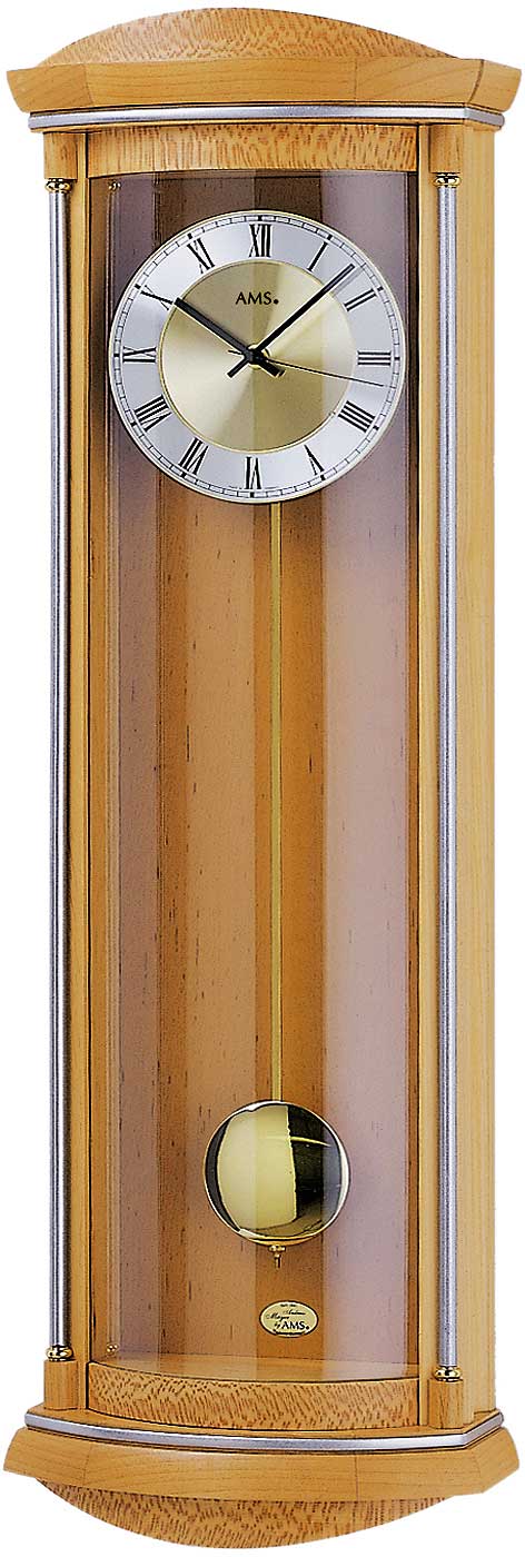 AMS Wanduhr 82x26x12 cm Holz • Funkgesteuert für präzise Zeit • Westminster & BimBam Melodien