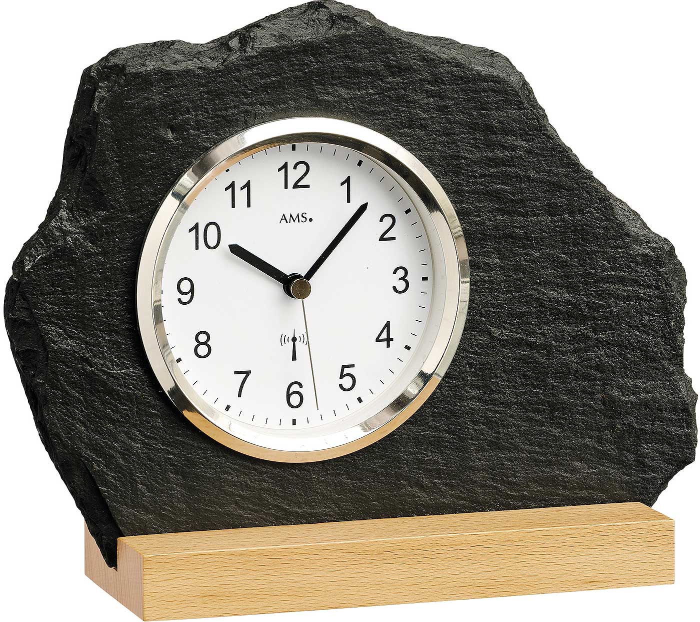 Tischuhr klassisch Massivholzgehäuse Buche - AMS Modell: 5114