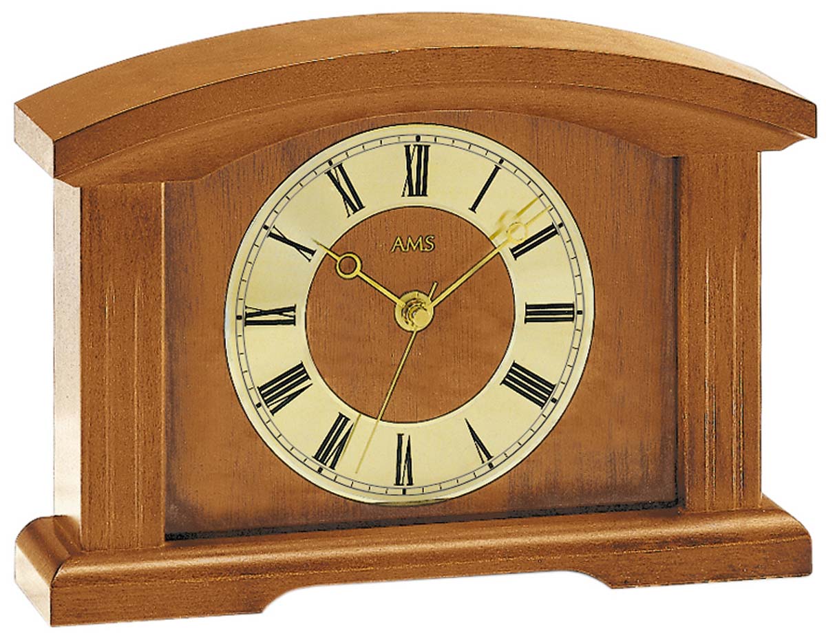 AMS Desk Clock 18x25x5 cm Cherry Wood • Solid wood case • Radio-controlled