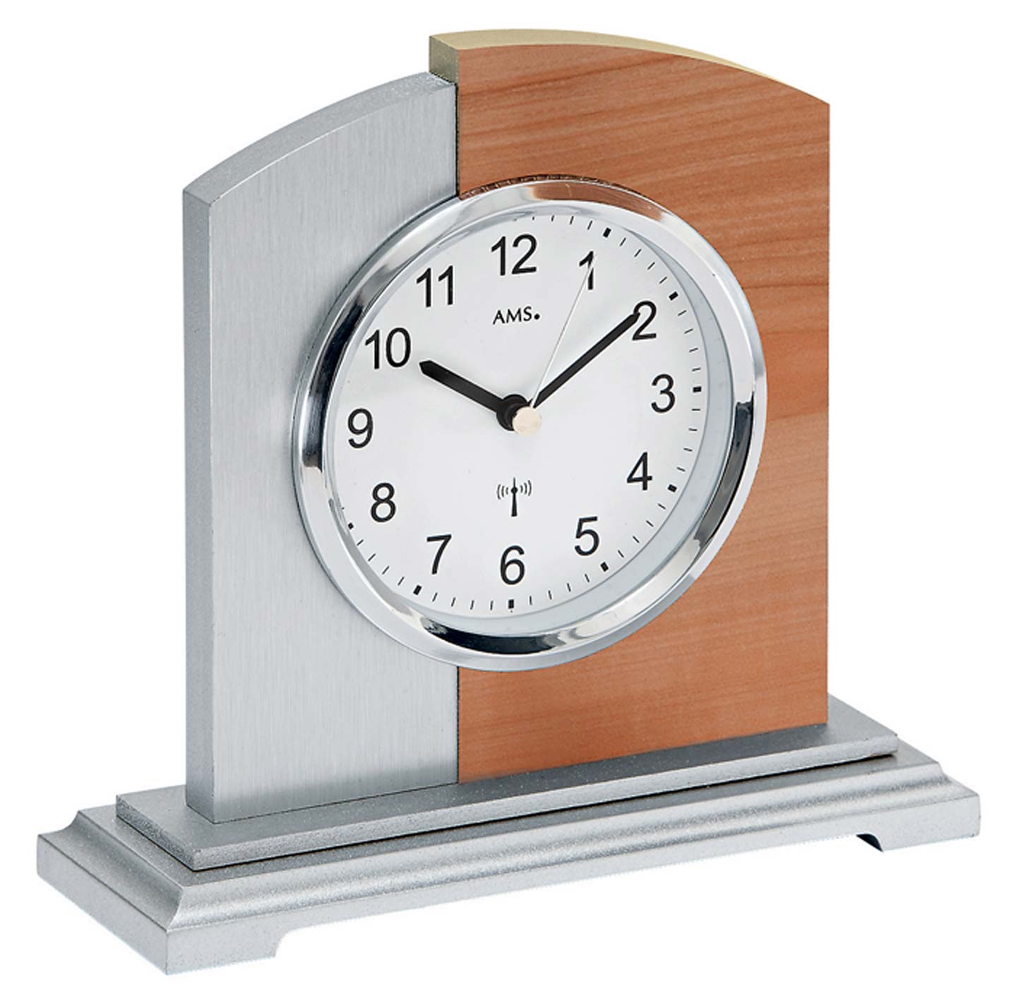 AMS Table Clock 16x17x6 cm Wood • Radio-Controlled • Modern Design