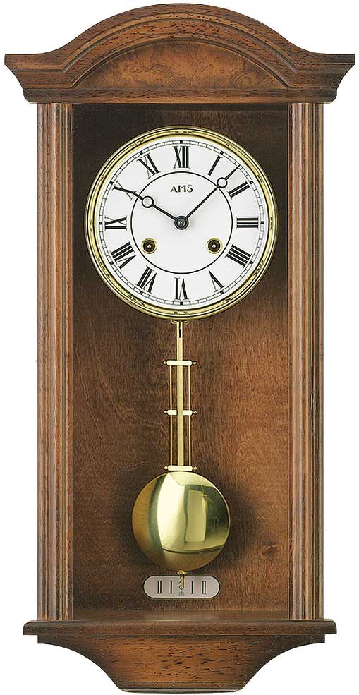 AMS Wanduhr 53x27x13 cm Holz • Mechanisches 14-Tage-Uhrwerk • Manuelle Schlagabschaltung