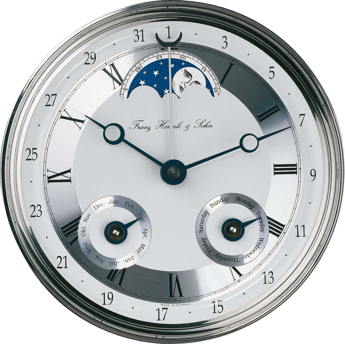 Hermle Wanduhr 70,5x22x11,5 cm Holz • Mechanisches Werk • Mondphase • Kalender