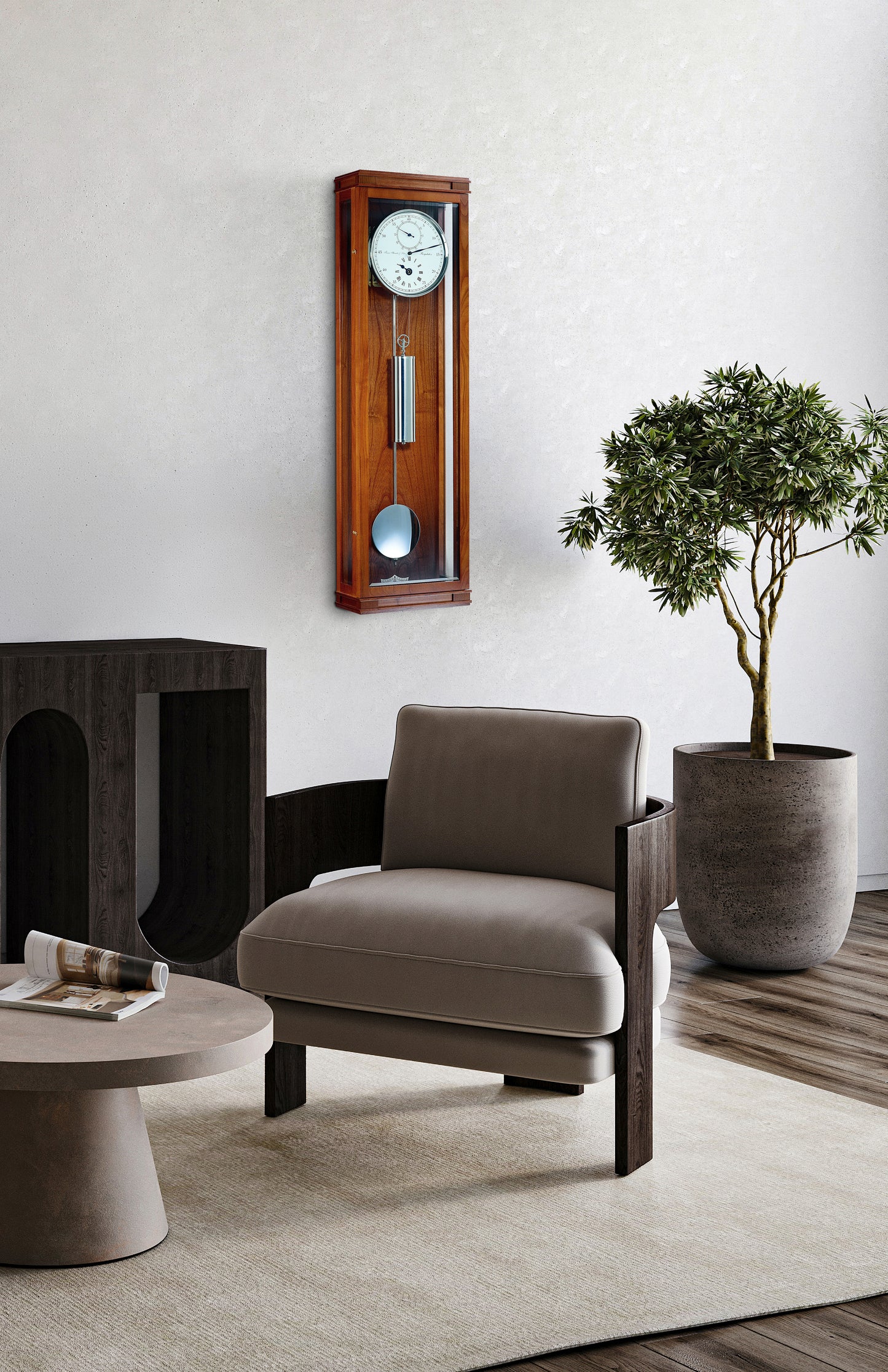 Hermle Wanduhr 93x26x22 cm Kirschholz • Präzisions-Regulator • 31 Tage Gangreserve