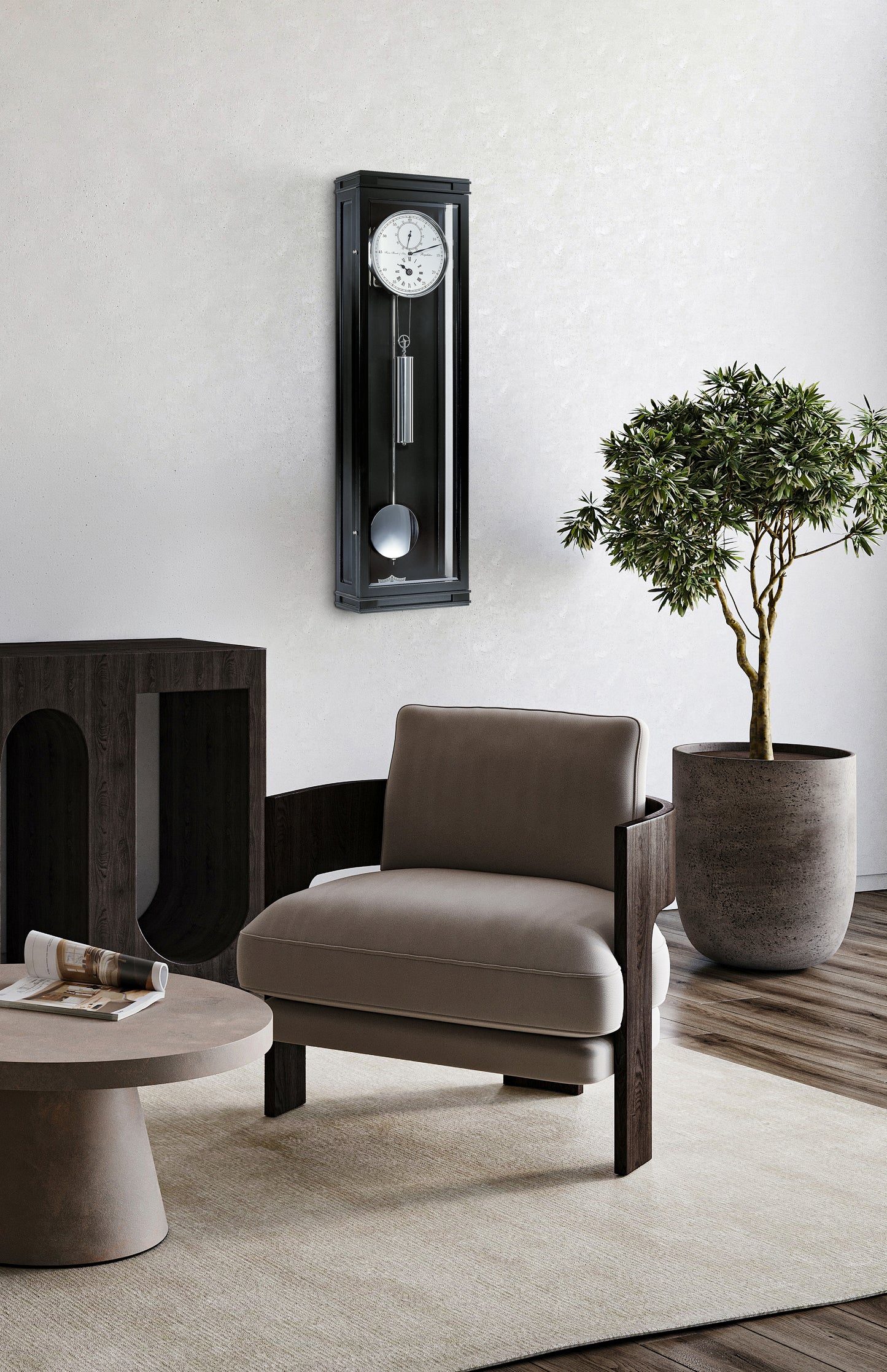 Hermle Wanduhr 93,7x26,0x13,0 cm Holz • 31-Tage Laufwerk • Präzisions-Regulator