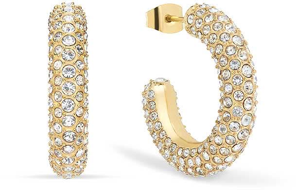 Stainless Steel Creole Earrings with Stones - Bering Jewelry Model: 739-27-05