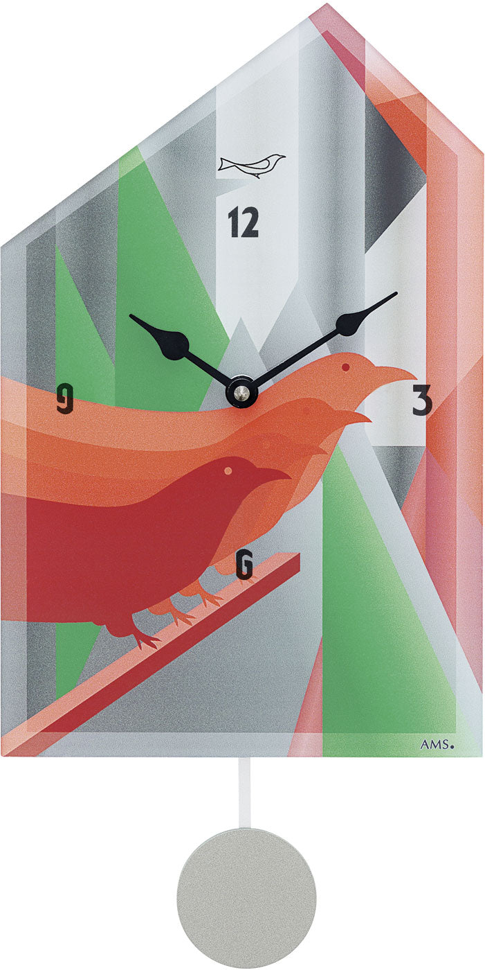 moderne Wanduhr mit 12 Melodien - AMS Modell: 7493