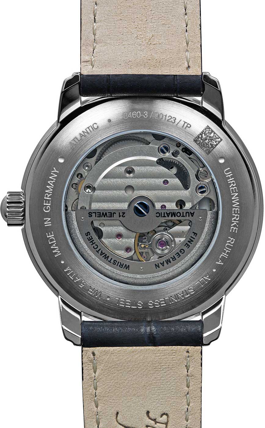 Herrenuhr Automatic, Dunkelblauess Lederarmband in Kroko-Optik - Zeppelin Modell: 8460-3