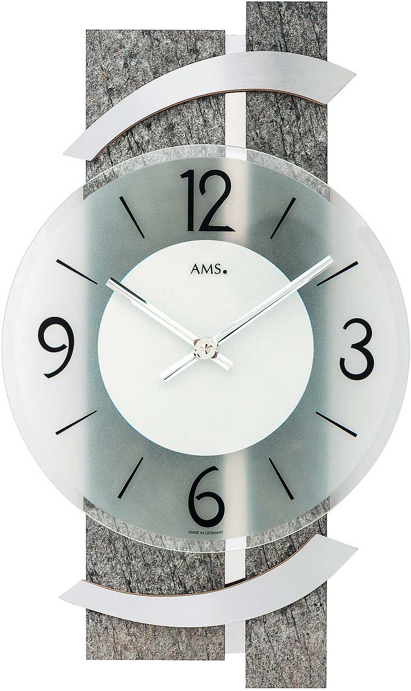 Wanduhr modern Holz 40 cm x 23 cm x 6 cm - AMS Modell: 9548