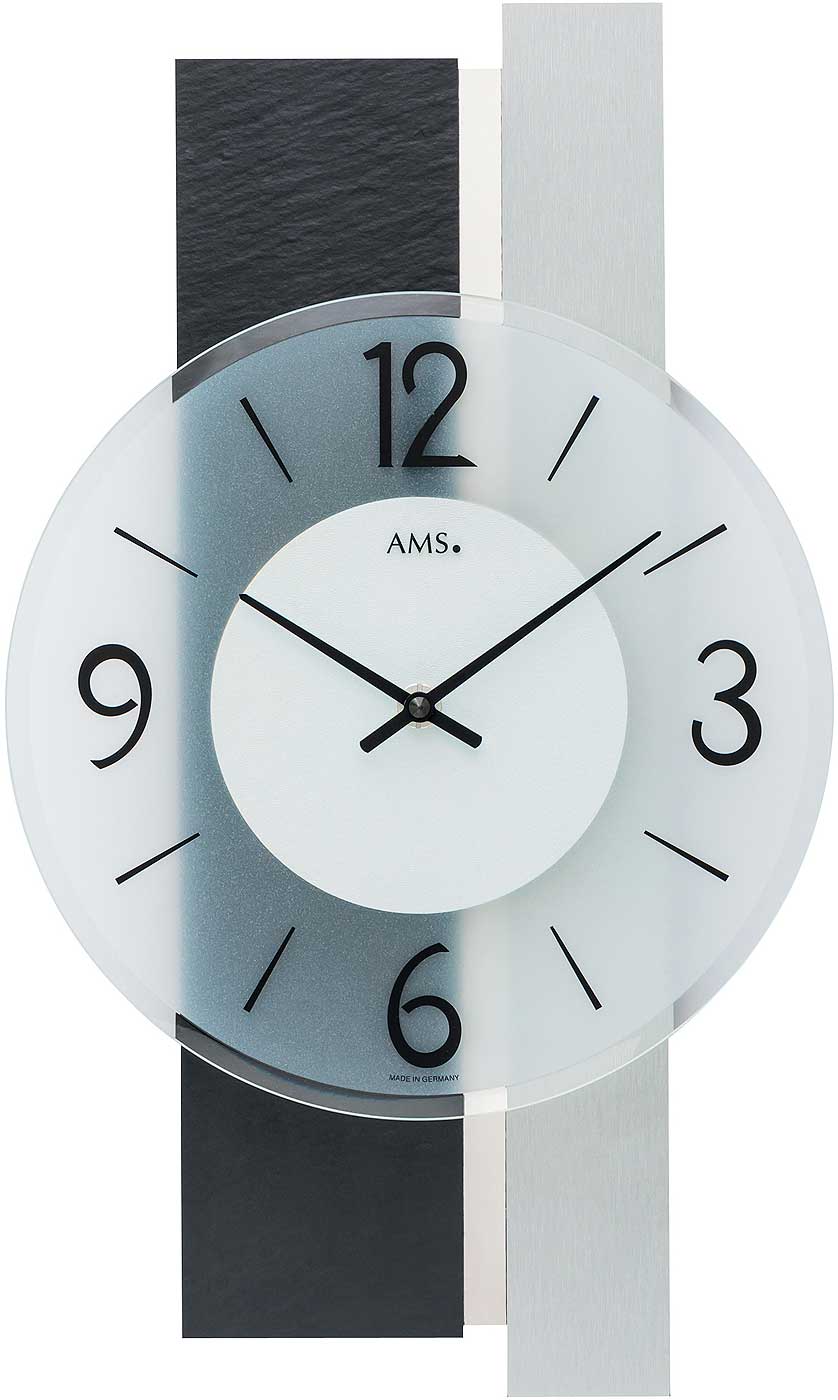 Wanduhr modern Holzgehäuse 40 cm x 23 cm x 6 cm - AMS Modell: 9555