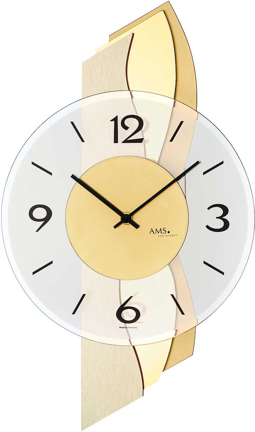 Wanduhr modern 27 x 47 x 6 cm - AMS Modell: 9669