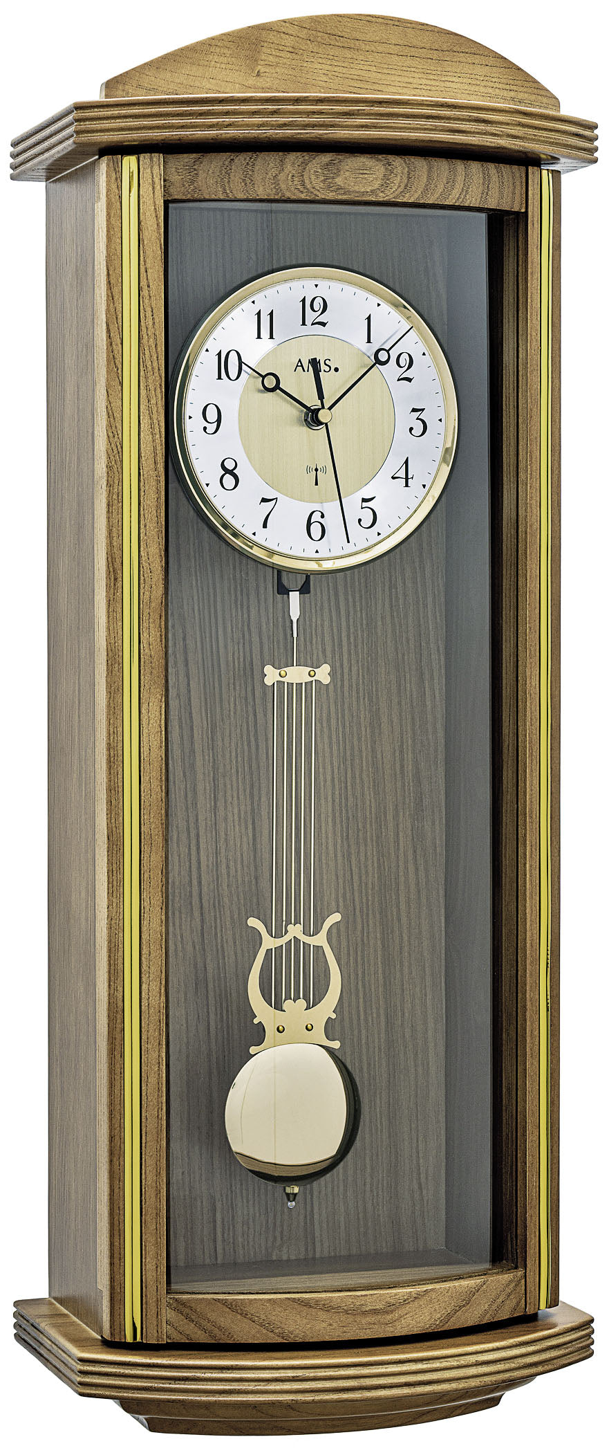 AMS Funk-Pendelwanduhr F5015/4 • Westminster-Medlodie • Massivholz