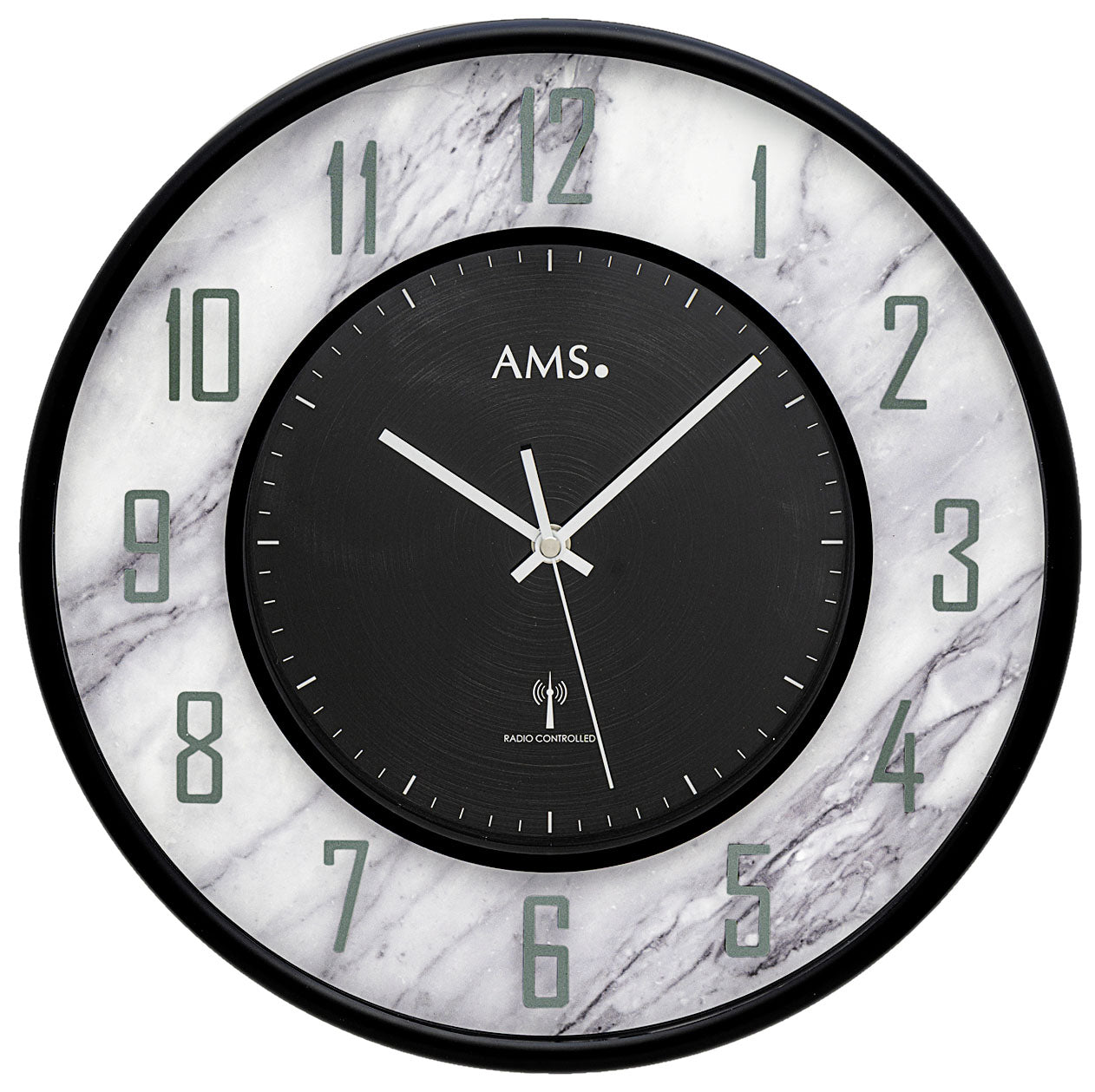 AMS Funk-Wanduhr F5588A • Marmoroptik • Mineralglas bedruckt