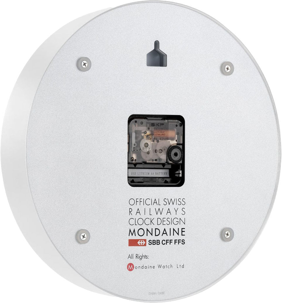 Mondaine Wanduhr Modell: A990.CLOCK.10SBB mit weißem Alugehäuse