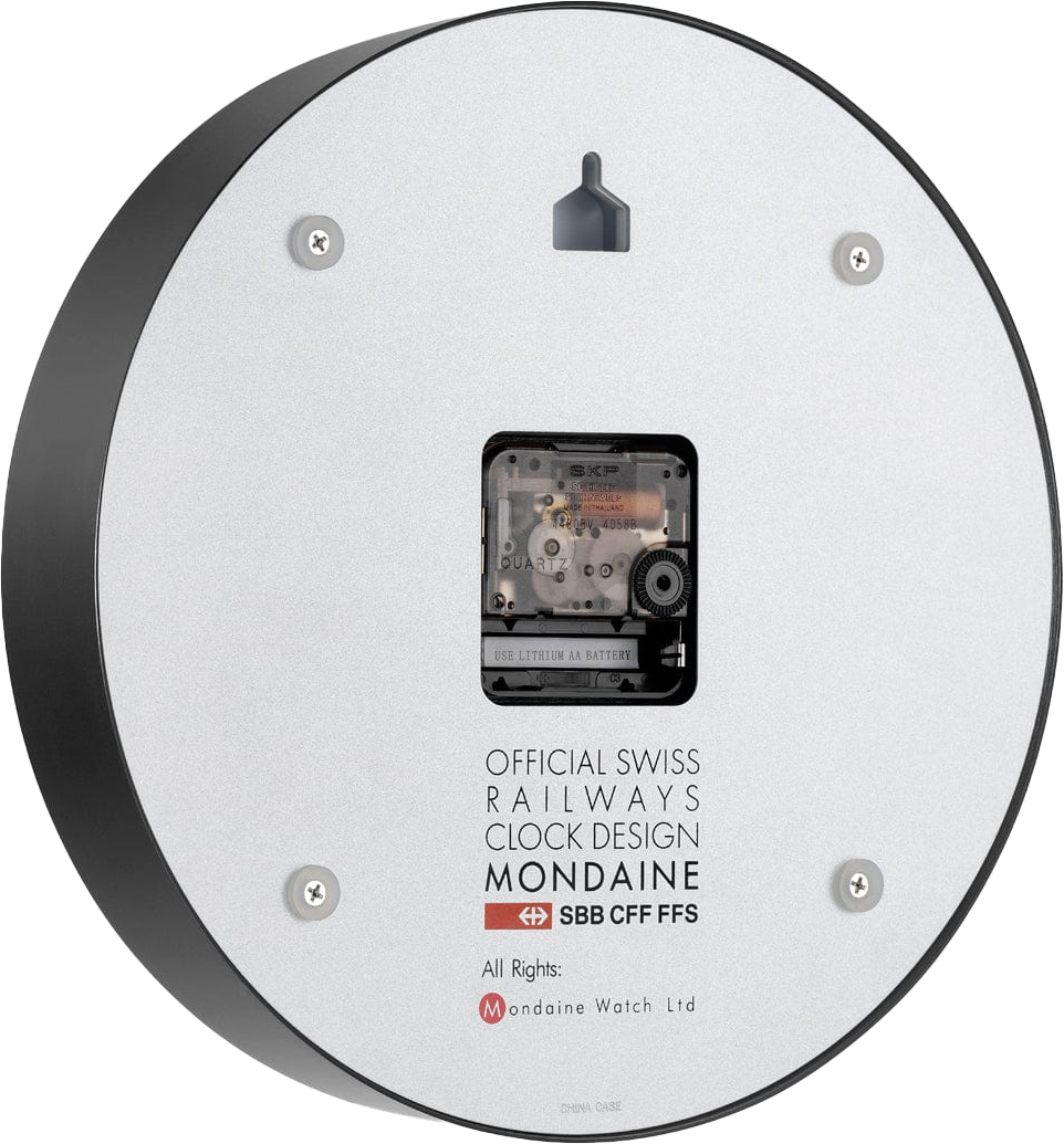 Mondaine Wanduhr 25x25x4,2 cm Aluminium • Schweizer Design • Geräuschloses Quarzwerk