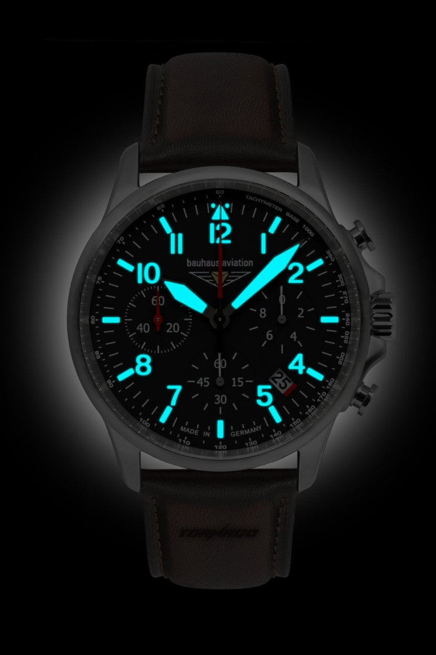 Herrenuhr, Quarz Chronograph aus Edelstahl - Schwarzes Zifferblatt - Bauhaus Modell: 27742