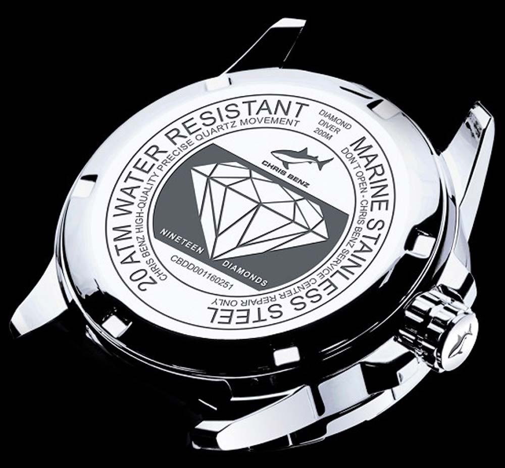 Chris Benz Diamond Diver CB-DD200-R-MBJ Damen Uhr • Hai-Proof • Saphirglas