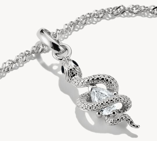 Thomas Sabo Charm-Anhänger, Schlange mit weißem Edelstein, aus Silber