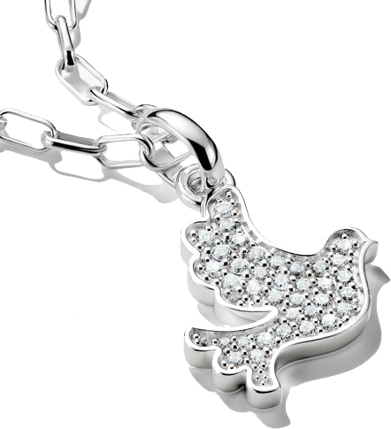Thomas Sabo Charm-Anhänger, Friedenstaube mit weißen Edelsteinen, aus Silber