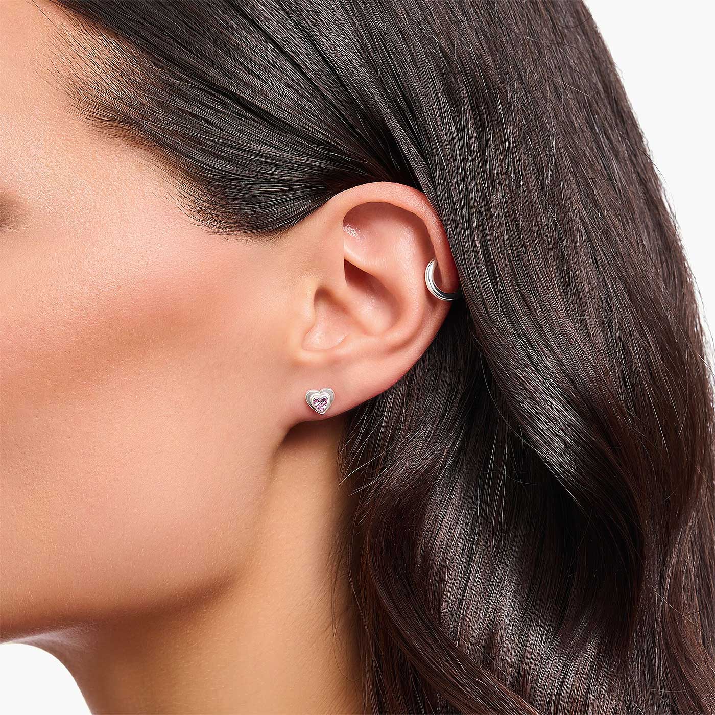 Herz Ohrstecker mit pinkem Stein - Thomas Sabo Modell: H2271-643-9