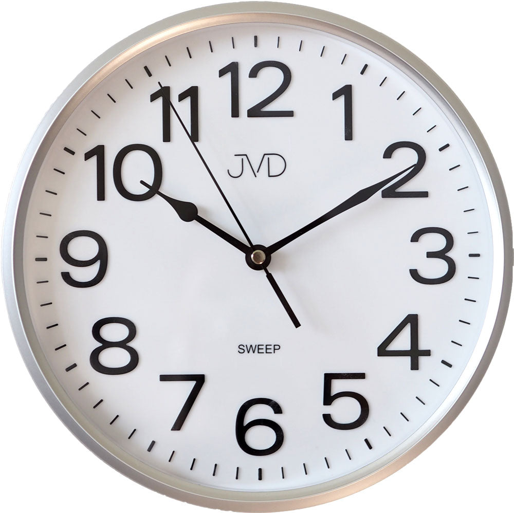 JVD Wanduhr 25,5 cm Ø Kunststoff • Geräuschloses Quarzwerk • Zeitloses Design