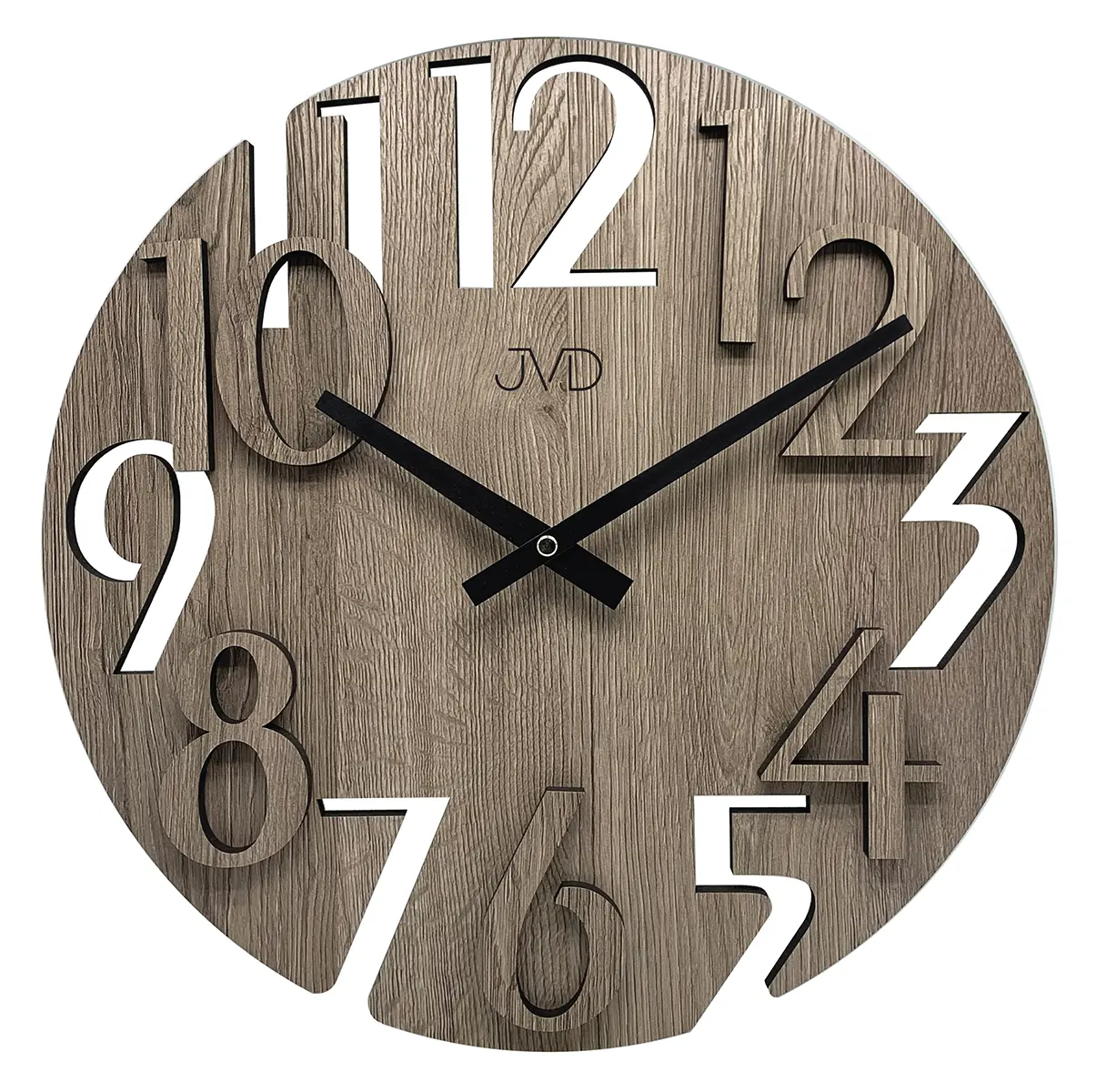 JVD Wanduhr 40x40x5 cm Holz • Natürliches Design • Geräuschloses Uhrwerk