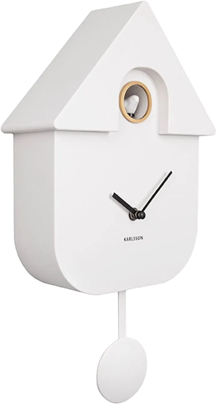 Karlsson Wanduhr 41x21,5x8,5 cm • Modernes Kuckucksuhr-Design • Geräuschloses Quarz-Uhrwerk