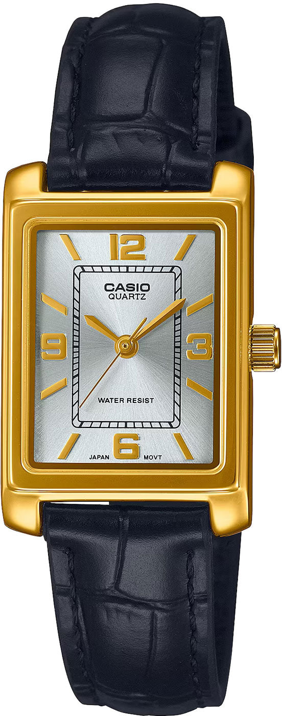 Casio Timeless LTP-1234PGL-7AEF Damenuhr • Elegantes Retro-Design • Hochwertiges Lederarmband