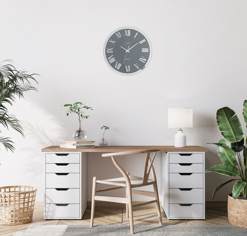 JVD Wanduhr 30 cm Ø Metall • Zeitloses Design • Leises Quarzwerk