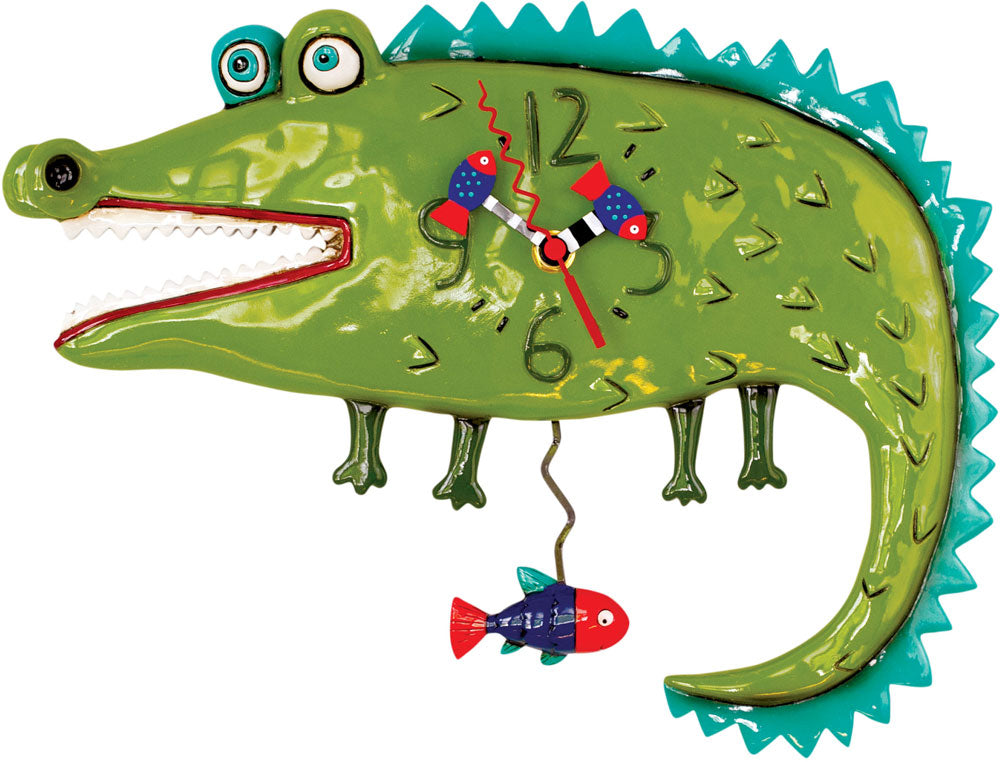 Allen Designs Wall Clock 31.8x26.7x5.1 cm Plastic • Creative Alligator Design • Silent Quartz Movement