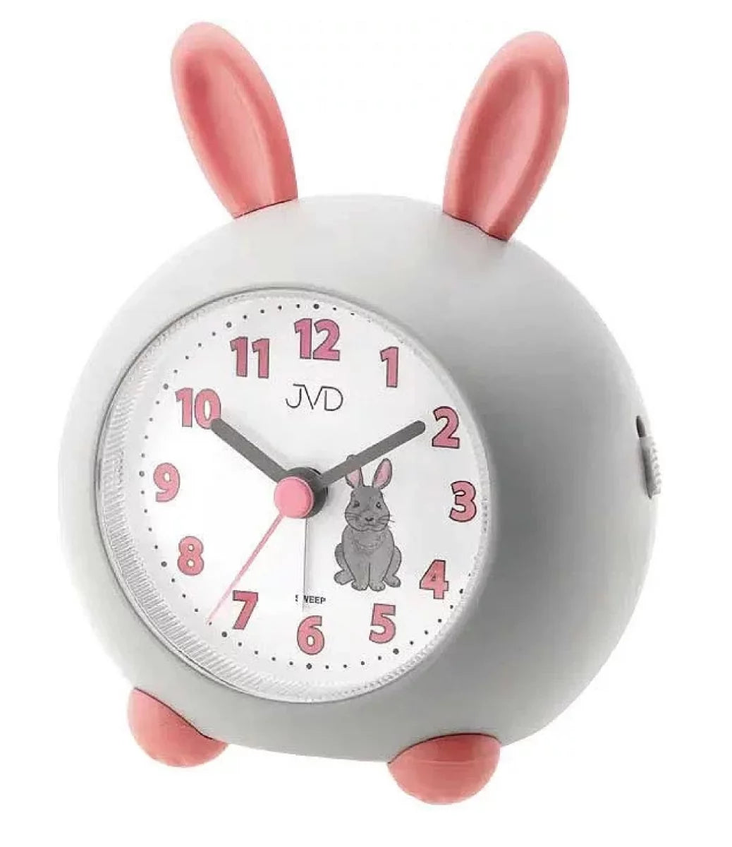JVD Children's Alarm Clock with Bunny Motif Analog Alarm Clock 16 x 10.5 x 4 cm Plastic • Silent sweeping second hand • Dial illumination