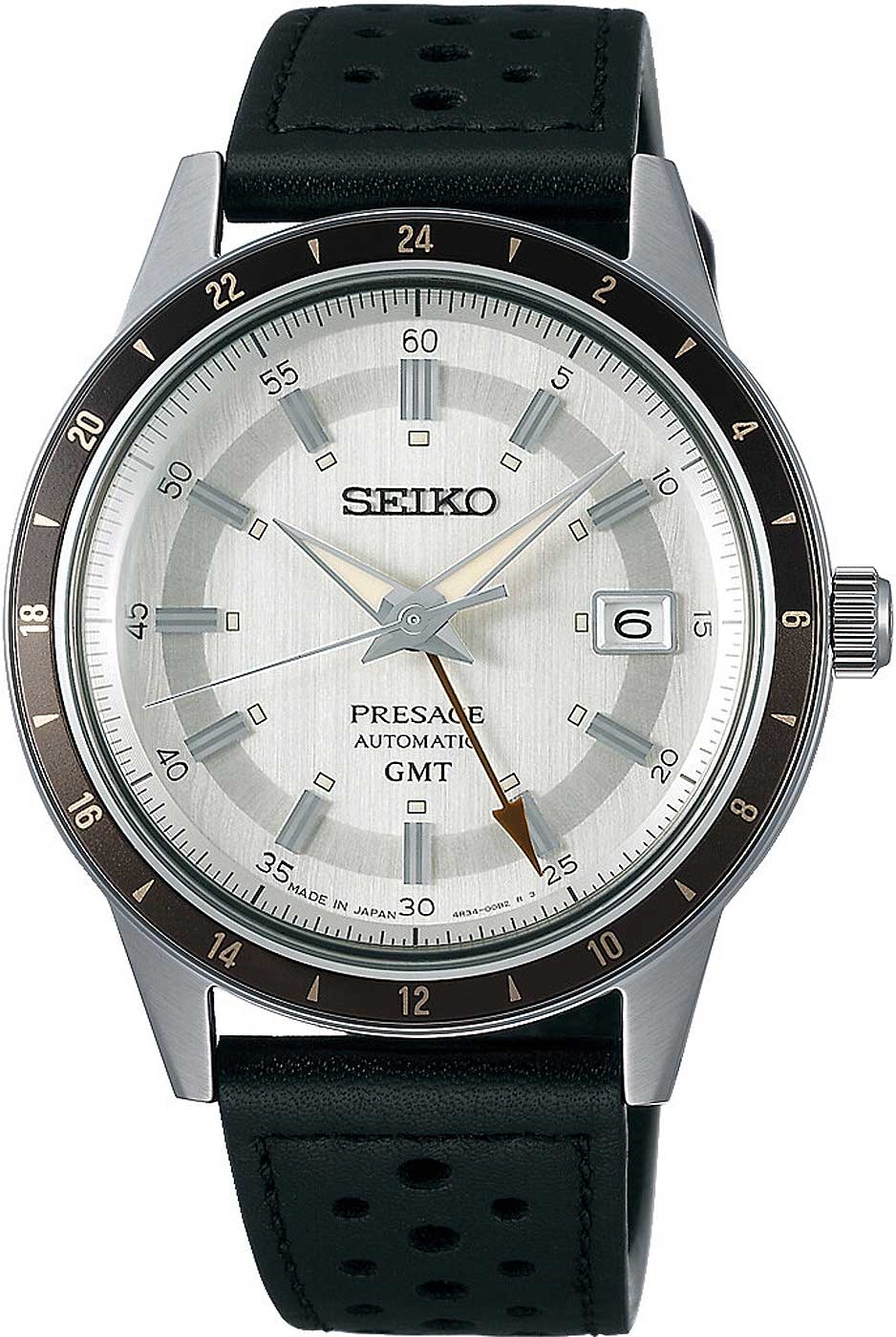 Seiko Presage SSK011J1 Uhr • GMT Automatik • Lederarmband
